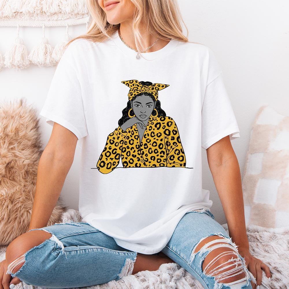 Stylish Woman with Yellow Leopard Print PNG, Trendy Girl Illustration -