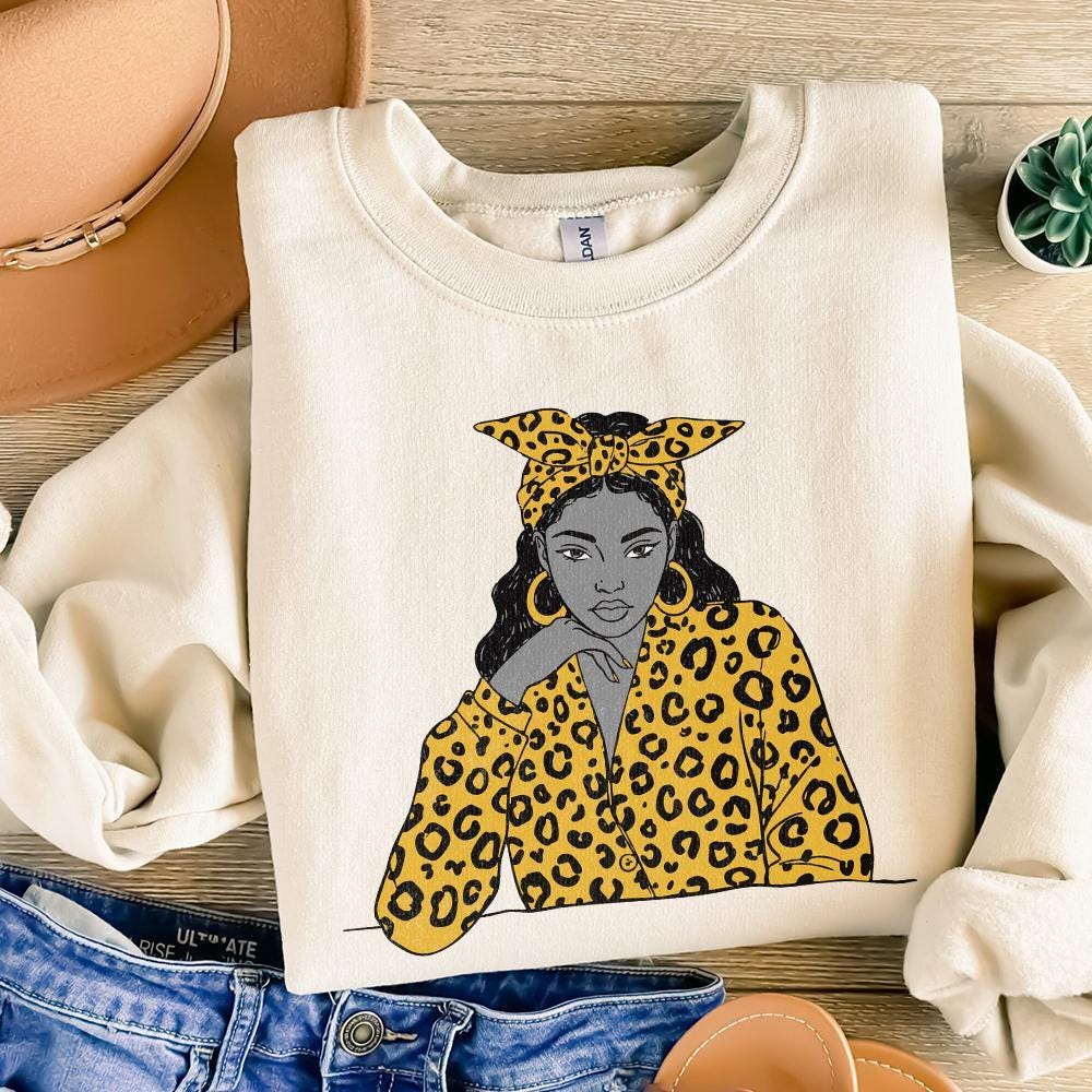 Stylish Woman with Yellow Leopard Print PNG, Trendy Girl Illustration -