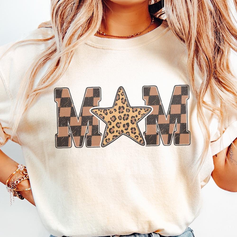 Retro Mama Leopard Print, Mama Checkered Png - 300 DPI Design for T-Shirt