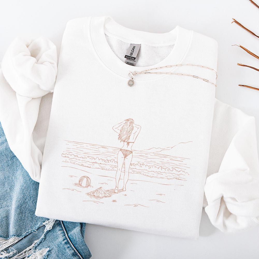 Beach Vibes PNG, Summer Line Art Design - 300 DPI Design for T-Shirt