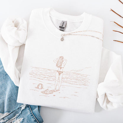 Beach Vibes PNG, Summer Line Art Design - 300 DPI Design for T-Shirt