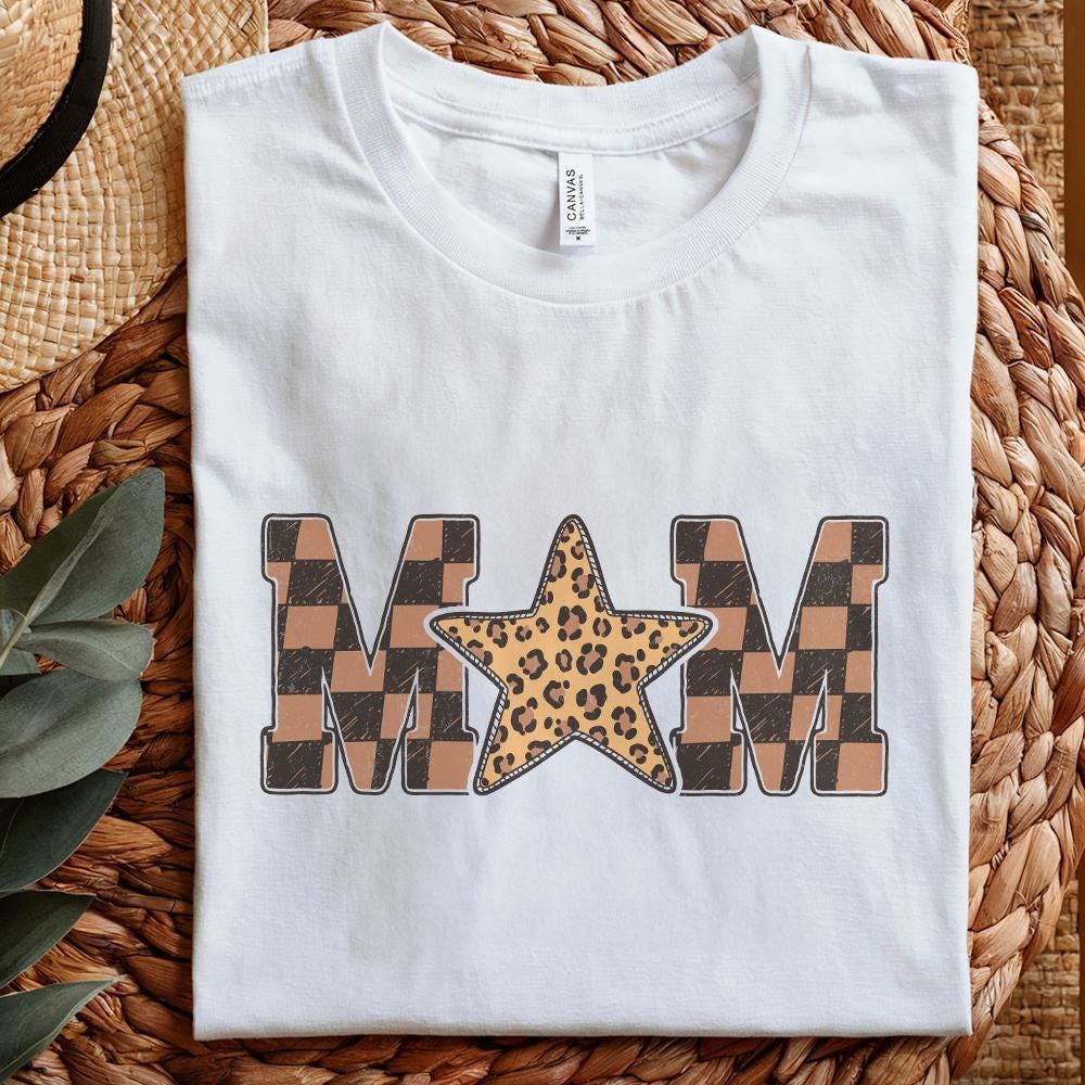 Retro Mama Leopard Print, Mama Checkered Png - 300 DPI Design for T-Shirt