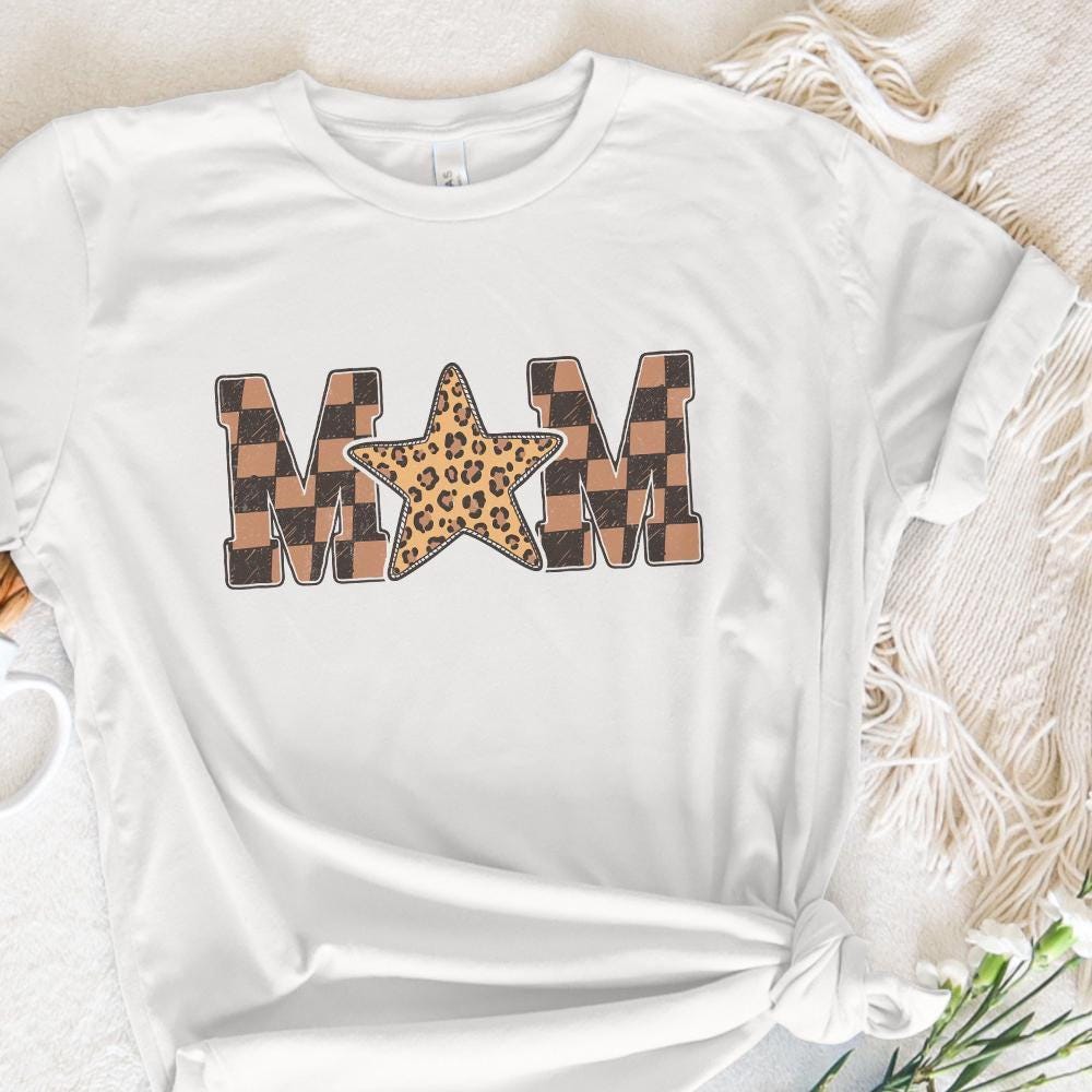 Retro Mama Leopard Print, Mama Checkered Png - 300 DPI Design for T-Shirt