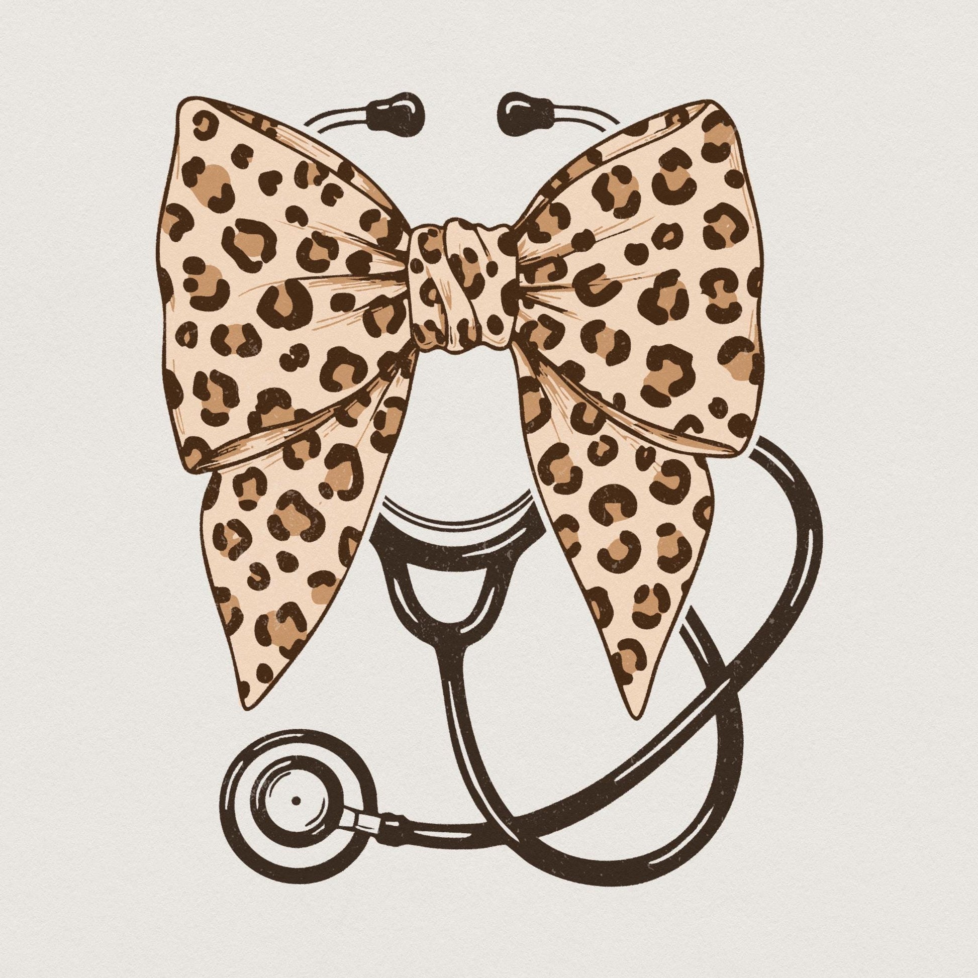 Leopard Nurse Coquette Bow Png, Retro Nursing Sublimation Design - 300