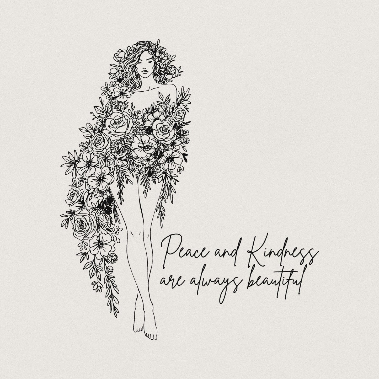 Peace and Kindness PNG, floral png - 300 DPI Design for T-Shirt