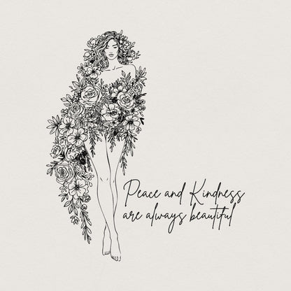 Peace and Kindness PNG, floral png - 300 DPI Design for T-Shirt