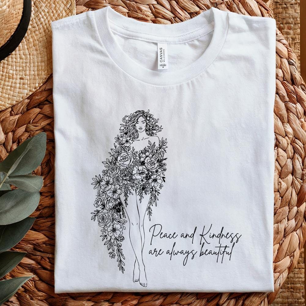 Peace and Kindness PNG, floral png - 300 DPI Design for T-Shirt
