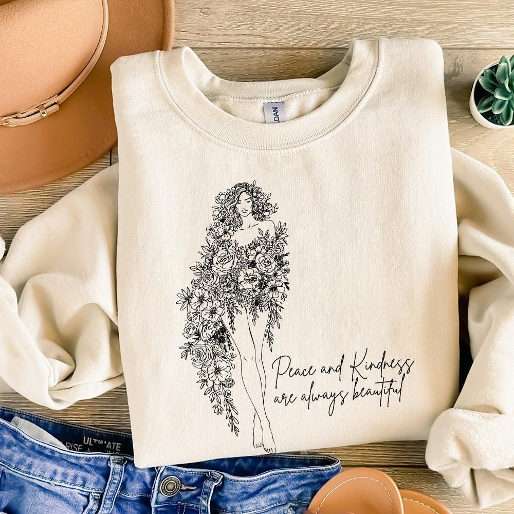 Peace and Kindness PNG, floral png - 300 DPI Design for T-Shirt
