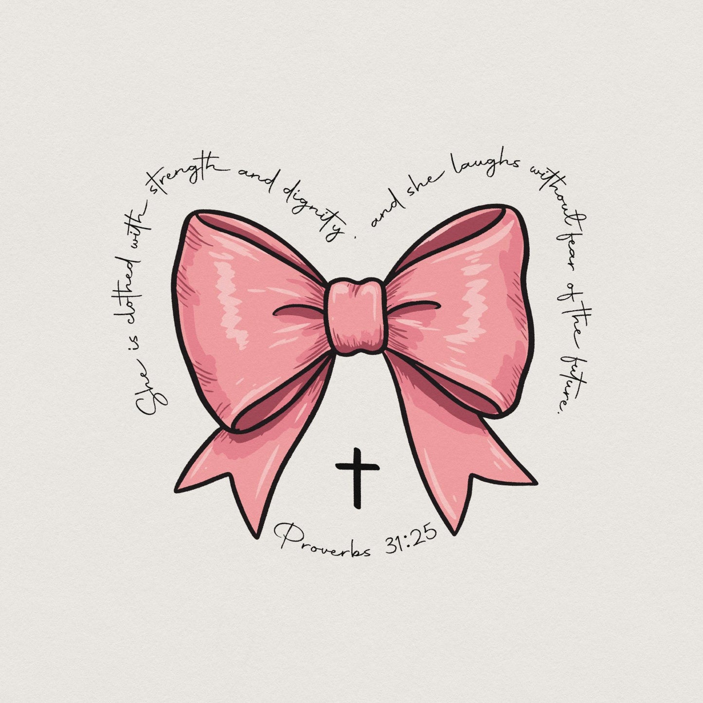 Proverbs Coquette Bow PNG, Pink Bow Watercolor - 300 DPI Design for T-Shirt