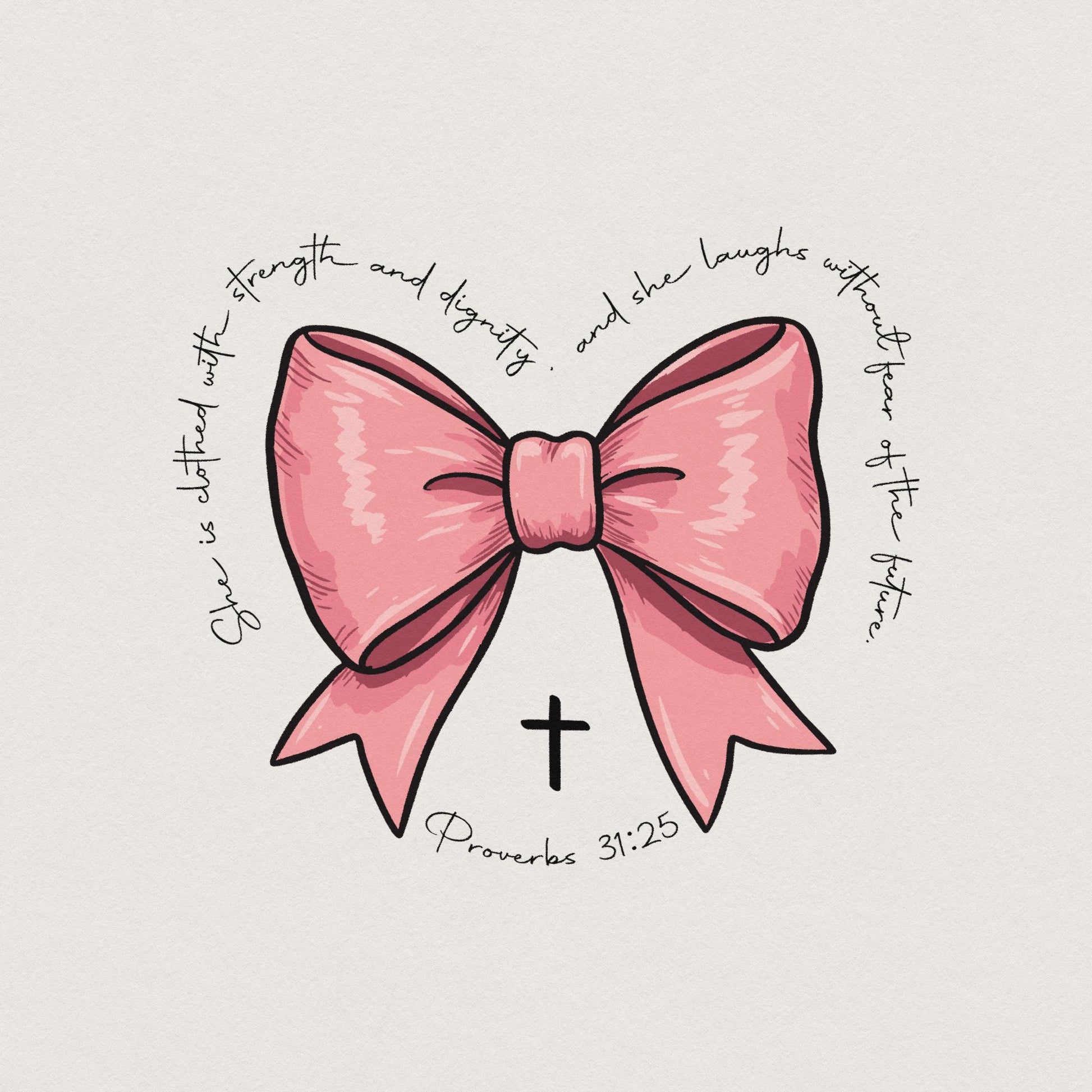 Proverbs Coquette Bow PNG, Pink Bow Watercolor - 300 DPI Design for T-Shirt
