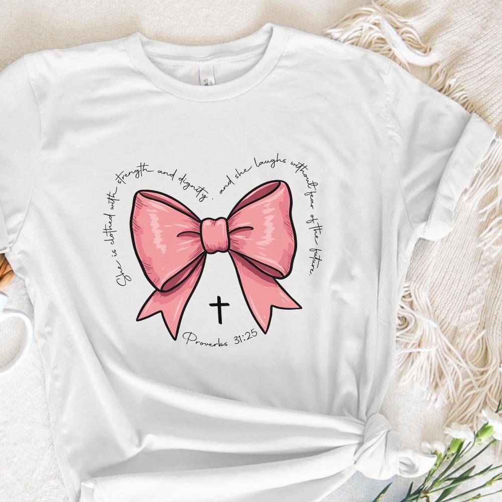 Proverbs Coquette Bow PNG, Pink Bow Watercolor - 300 DPI Design for T-Shirt