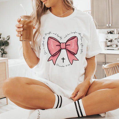 Proverbs Coquette Bow PNG, Pink Bow Watercolor - 300 DPI Design for T-Shirt