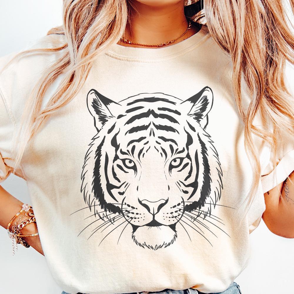 Majestic Tiger Head PNG, Wild Animal Art - 300 DPI Design for T-Shirt