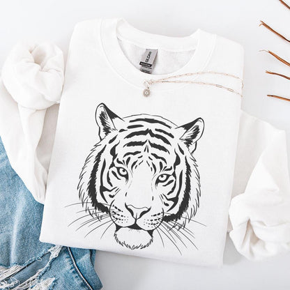 Majestic Tiger Head PNG, Wild Animal Art - 300 DPI Design for T-Shirt