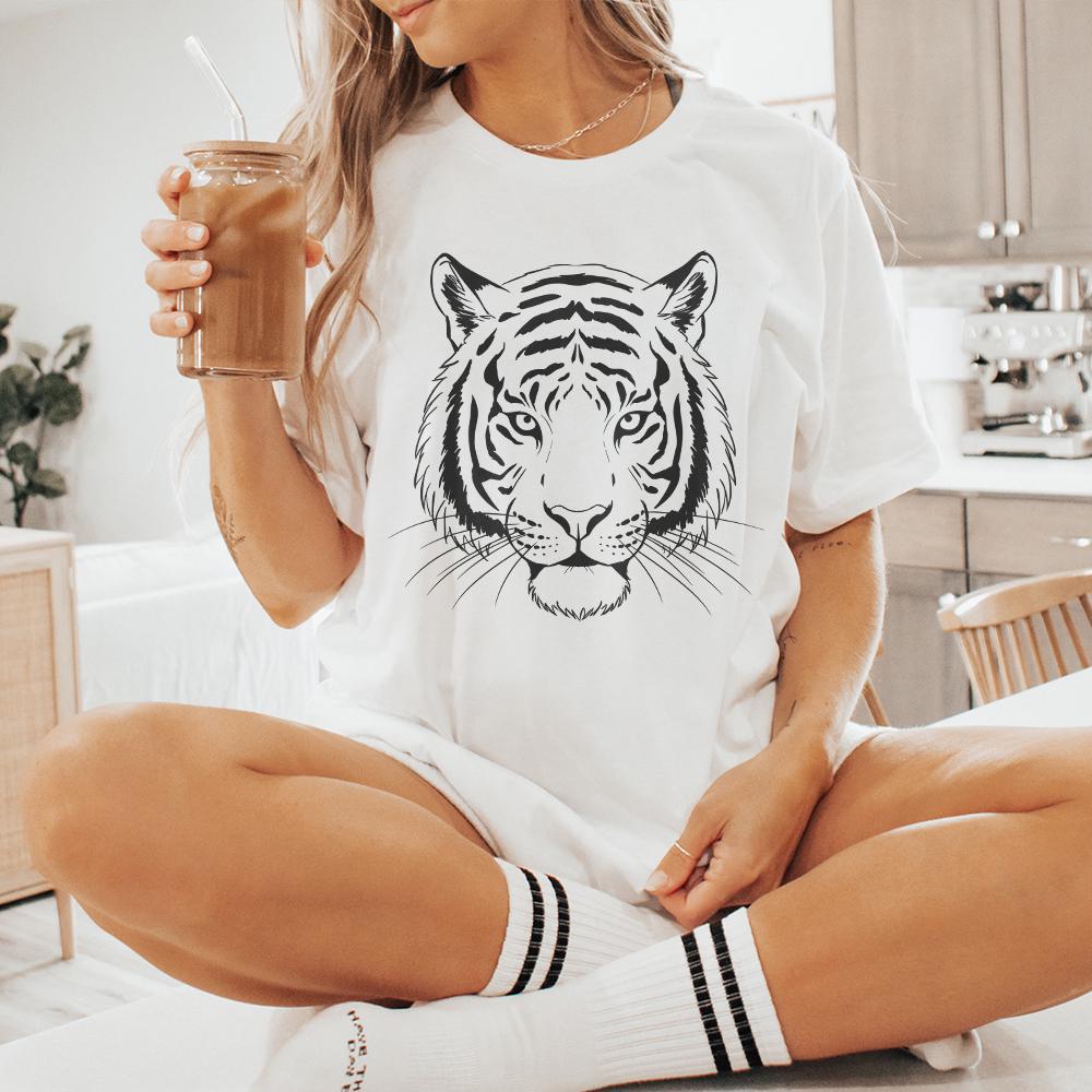 Majestic Tiger Head PNG, Wild Animal Art - 300 DPI Design for T-Shirt