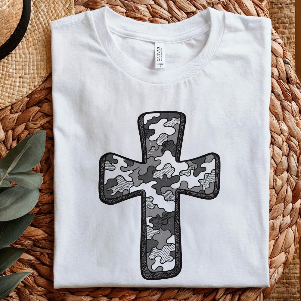 Retro Camo Cross PNG, Pocket Cross - 300 DPI Design for T-Shirt