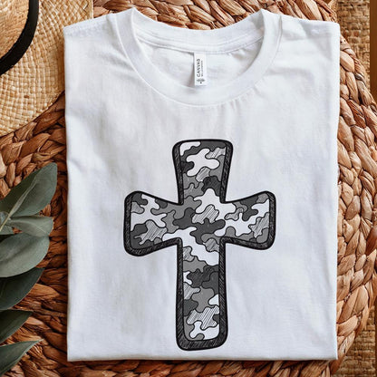 Retro Camo Cross PNG, Pocket Cross - 300 DPI Design for T-Shirt