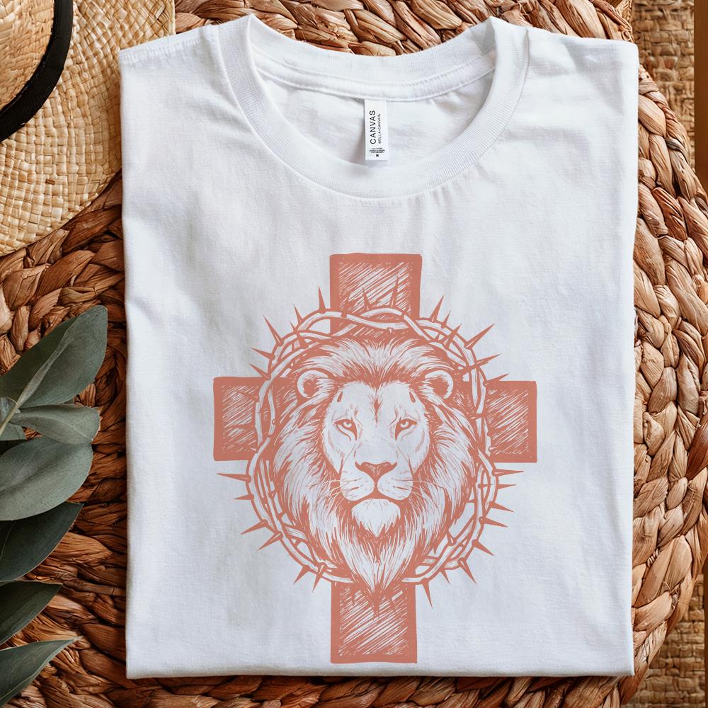 Cross Lion PNG, Lion of Judah Crown of Thorns Illustration - 300 DPI
