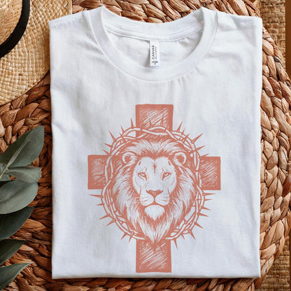 Cross Lion PNG, Lion of Judah Crown of Thorns Illustration - 300 DPI