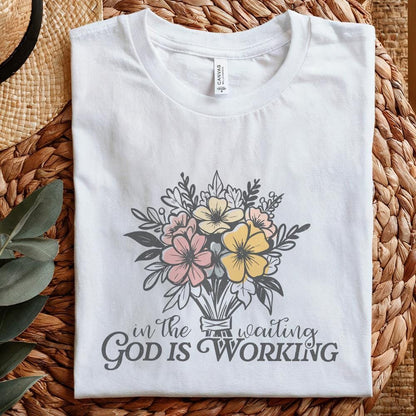 In the Waiting God is Working PNG, Floral Christian PNG - 300 DPI Design