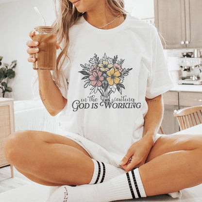 In the Waiting God is Working PNG, Floral Christian PNG - 300 DPI Design