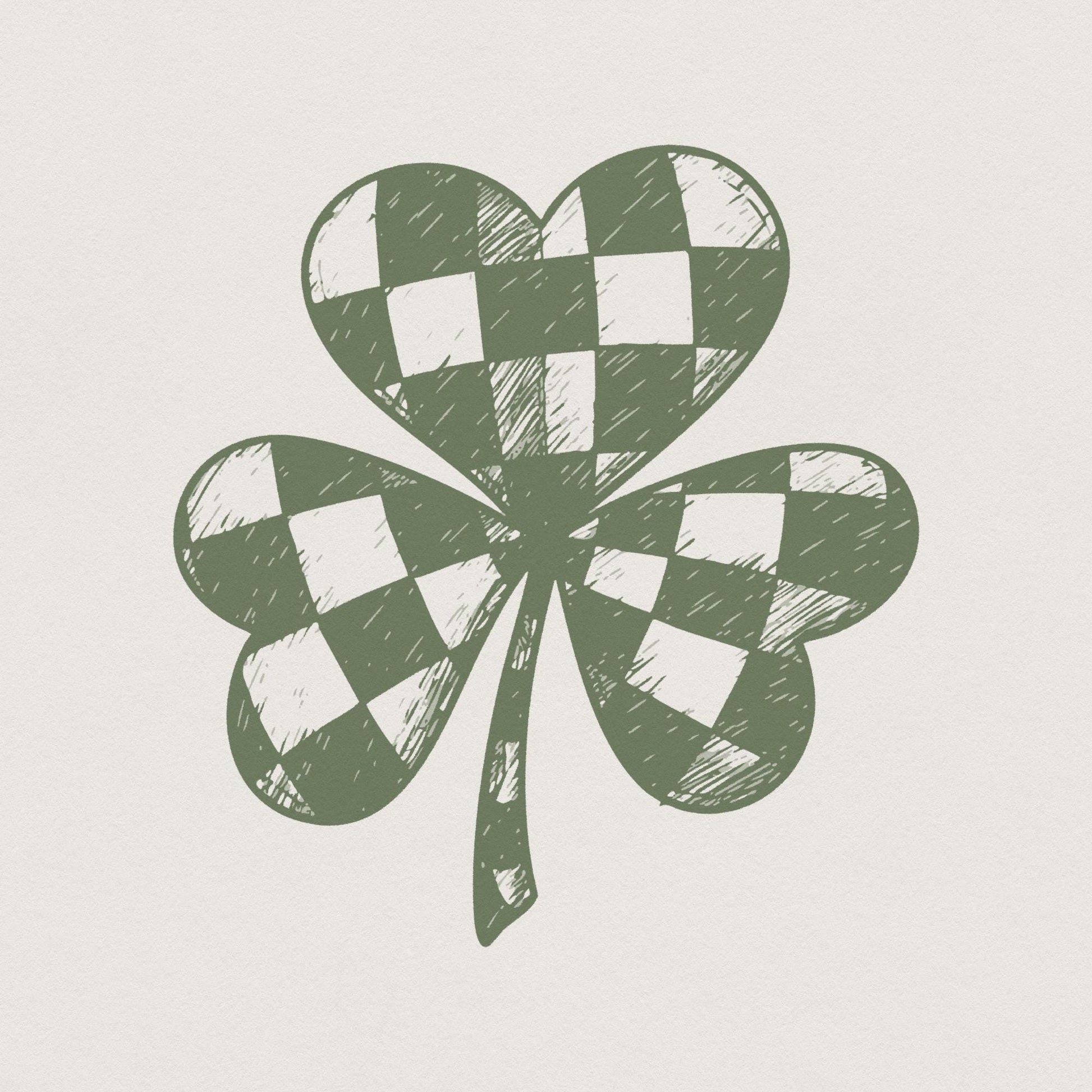Lucky Clover PNG, Checkered Shamrock PNG - 300 DPI Design for T-Shirt