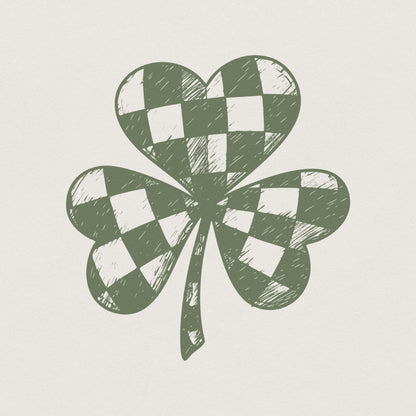 Lucky Clover PNG, Checkered Shamrock PNG - 300 DPI Design for T-Shirt