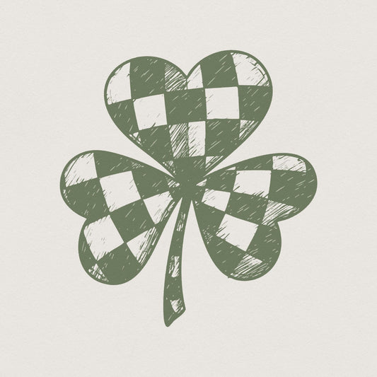 Lucky Clover PNG, Checkered Shamrock PNG - 300 DPI Design for T-Shirt