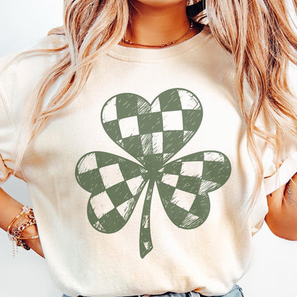 Lucky Clover PNG, Checkered Shamrock PNG - 300 DPI Design for T-Shirt
