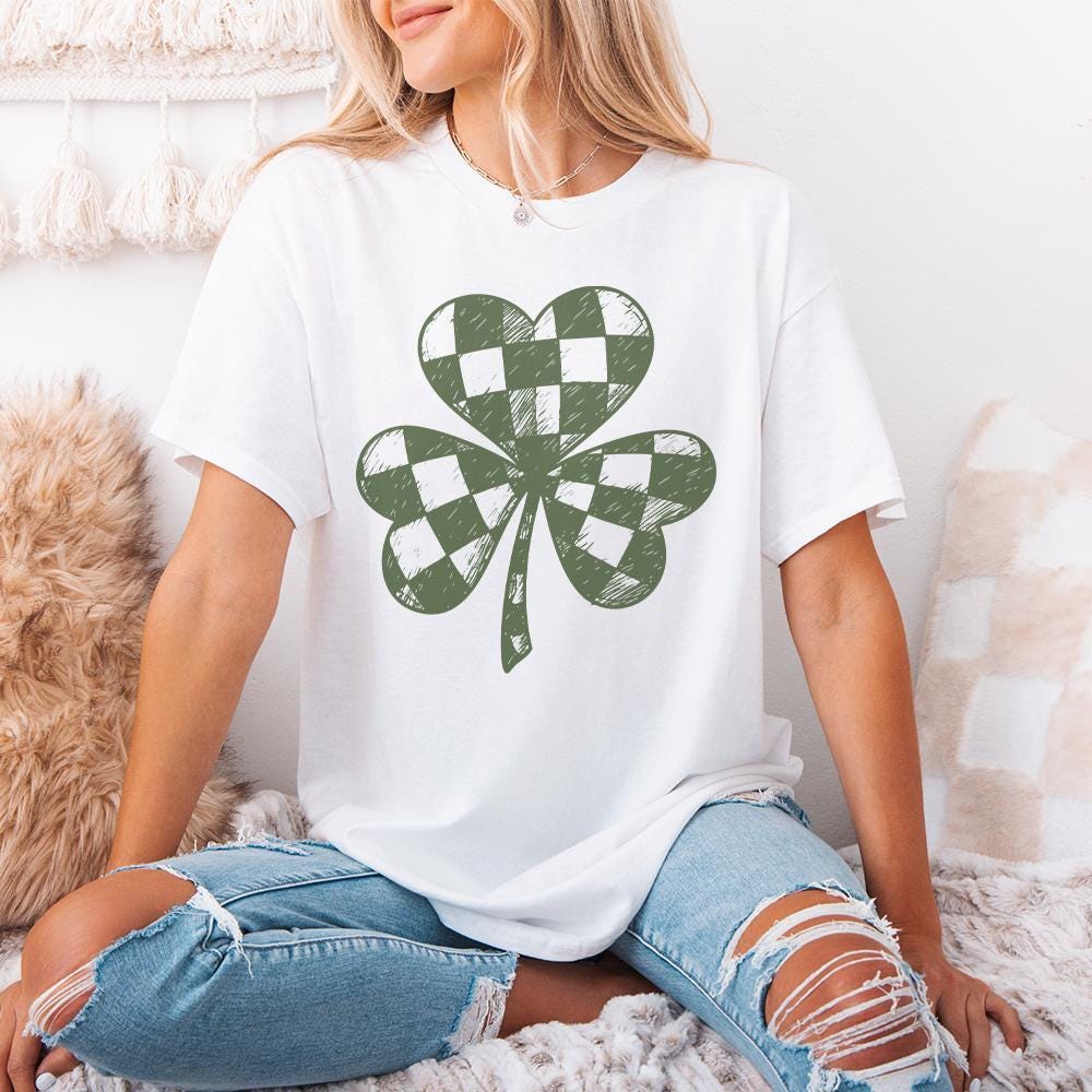 Lucky Clover PNG, Checkered Shamrock PNG - 300 DPI Design for T-Shirt
