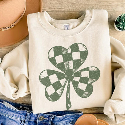 Lucky Clover PNG, Checkered Shamrock PNG - 300 DPI Design for T-Shirt