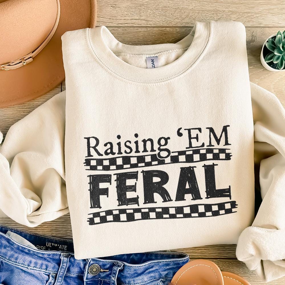 Raising 'Em Feral PNG Digital Design, funny mama designs - 300 DPI Design