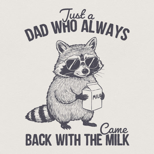 Just A Dad Who Always Came Back With The Milk Png, Retro Dad Raccoon