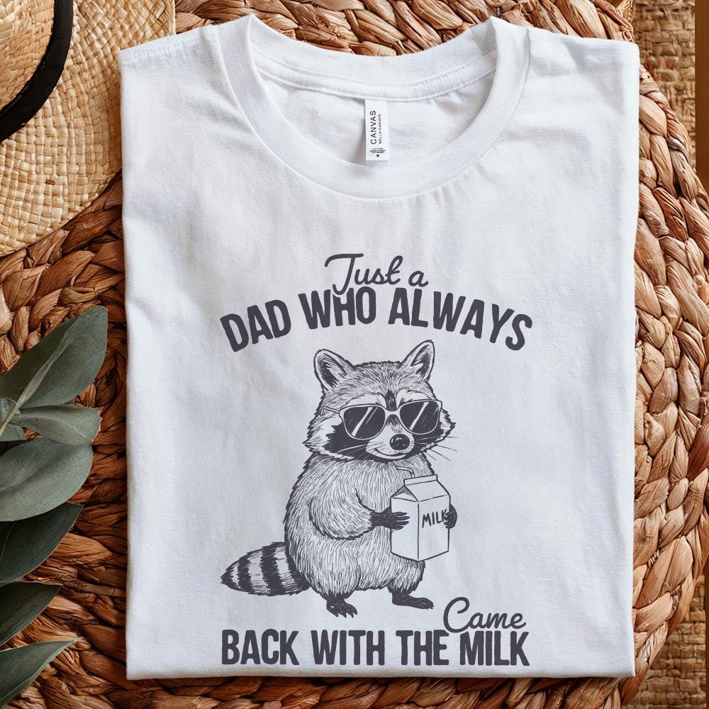 Just A Dad Who Always Came Back With The Milk Png, Retro Dad Raccoon