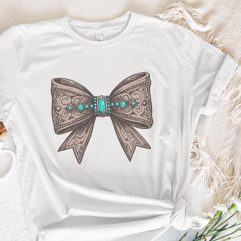 Western PNG Coquette Cowgirl Digital Download, Leather Bow Sublimation