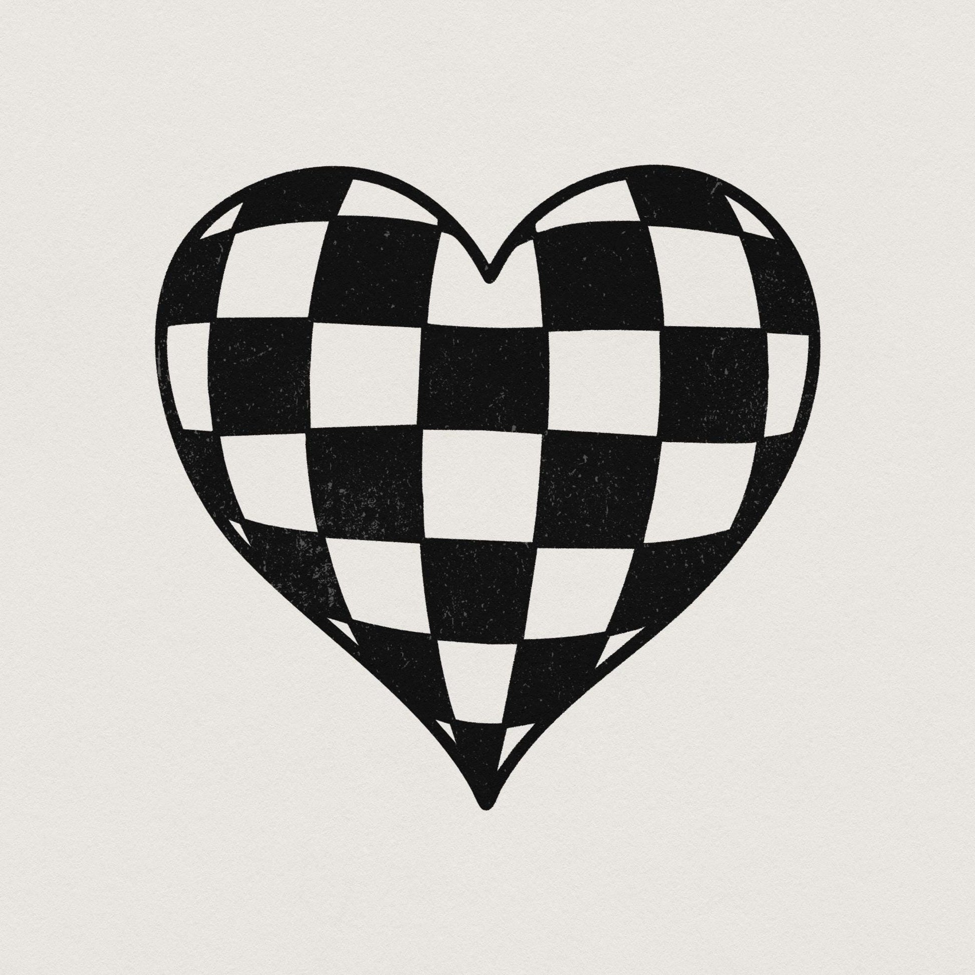 Checkered Heart PNG, Valentines Day Sublimation Design - 300 DPI Design