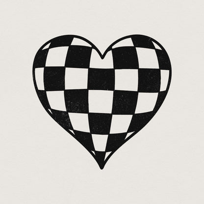 Checkered Heart PNG, Valentines Day Sublimation Design - 300 DPI Design