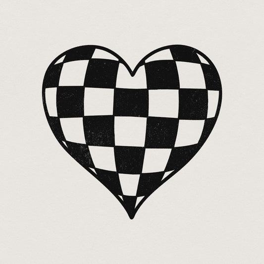 Checkered Heart PNG, Valentines Day Sublimation Design - 300 DPI Design