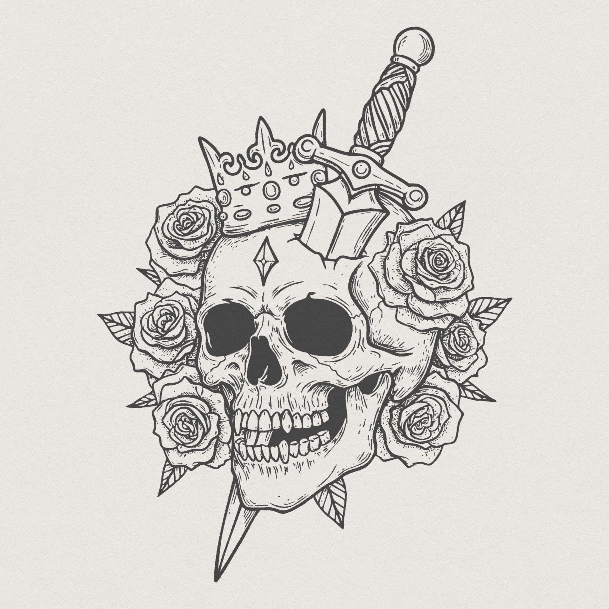 Skull Knife png, Skull Shirt png - 300 DPI Design for T-Shirt