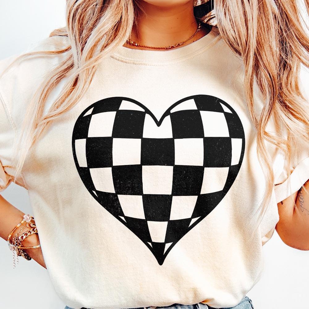 Checkered Heart PNG, Valentines Day Sublimation Design - 300 DPI Design