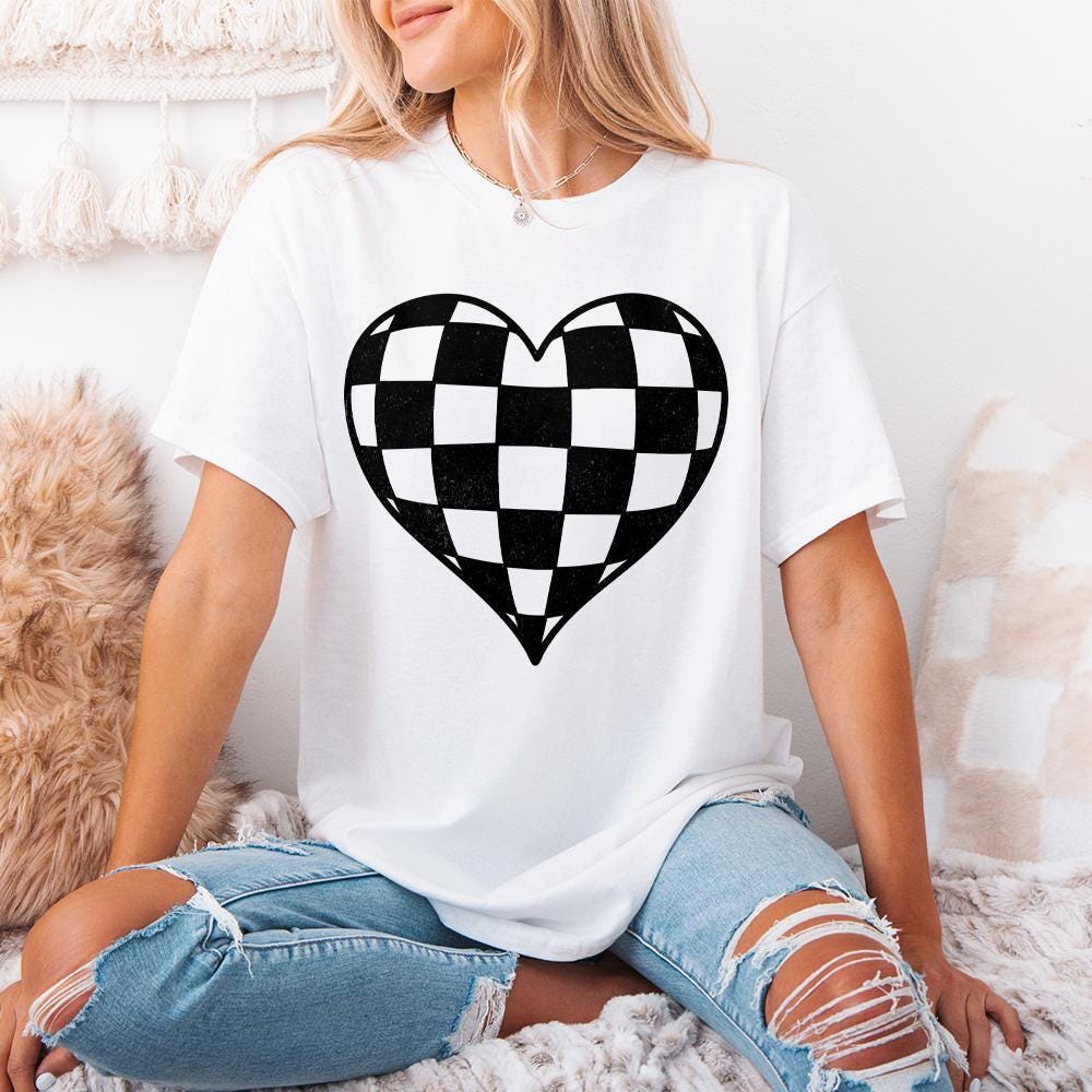 Checkered Heart PNG, Valentines Day Sublimation Design - 300 DPI Design