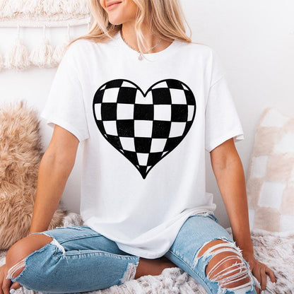 Checkered Heart PNG, Valentines Day Sublimation Design - 300 DPI Design