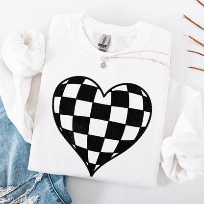 Checkered Heart PNG, Valentines Day Sublimation Design - 300 DPI Design