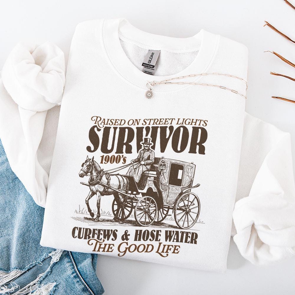 Funny 1900s Survivor PNG, Retro Western Humor - 300 DPI Design for T-Shirt