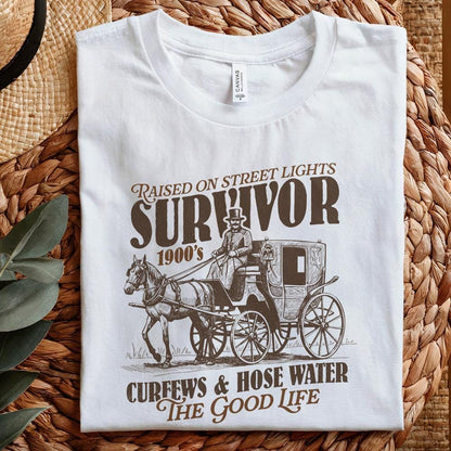 Funny 1900s Survivor PNG, Retro Western Humor - 300 DPI Design for T-Shirt