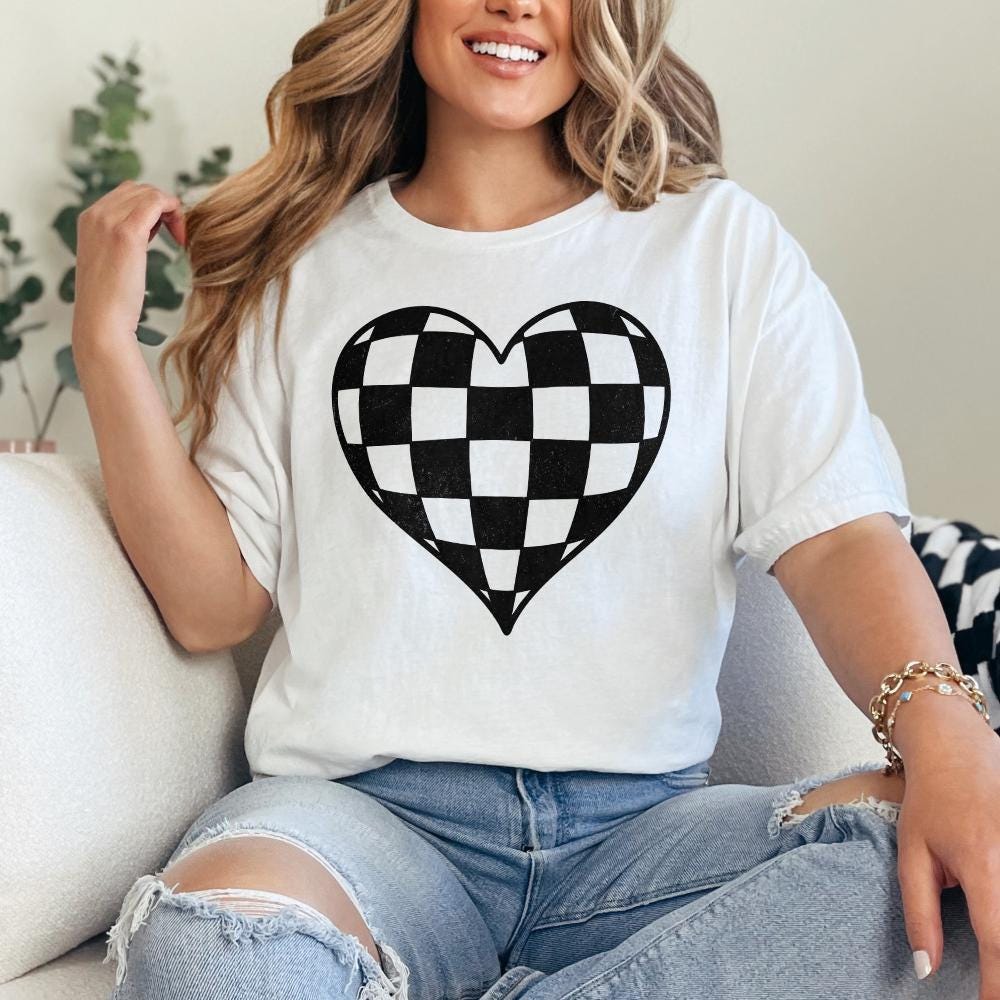 Checkered Heart PNG, Valentines Day Sublimation Design - 300 DPI Design