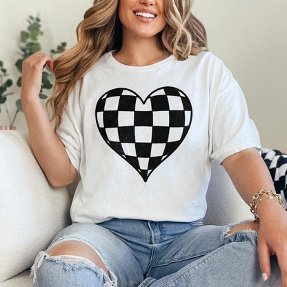 Checkered Heart PNG, Valentines Day Sublimation Design - 300 DPI Design