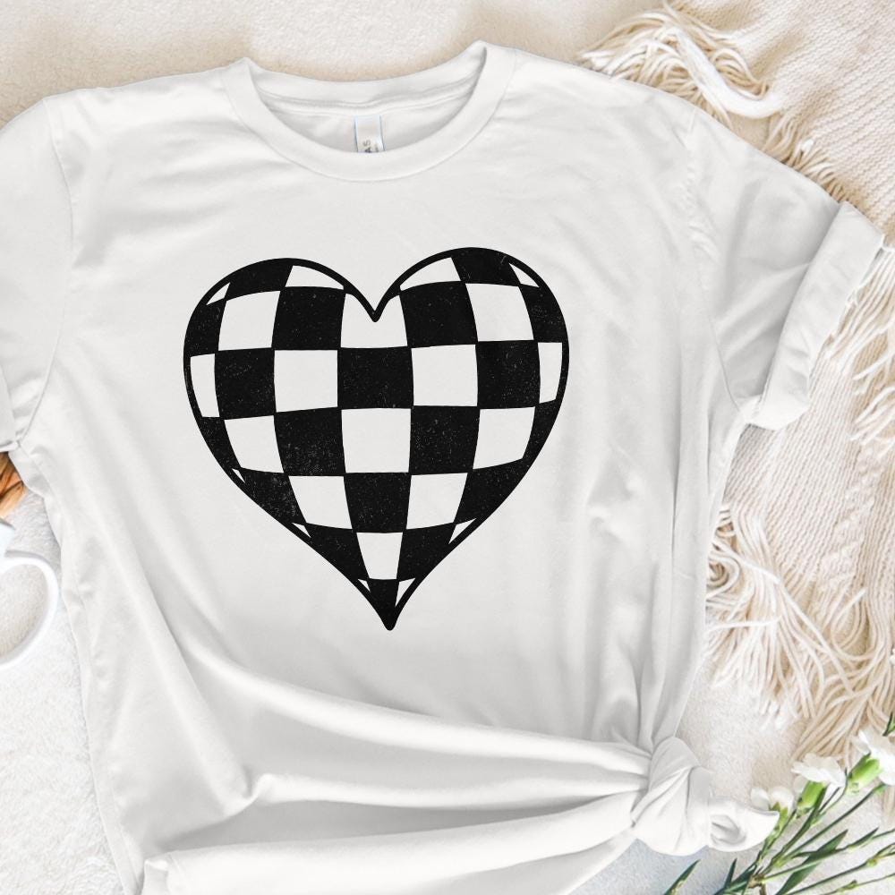 Checkered Heart PNG, Valentines Day Sublimation Design - 300 DPI Design