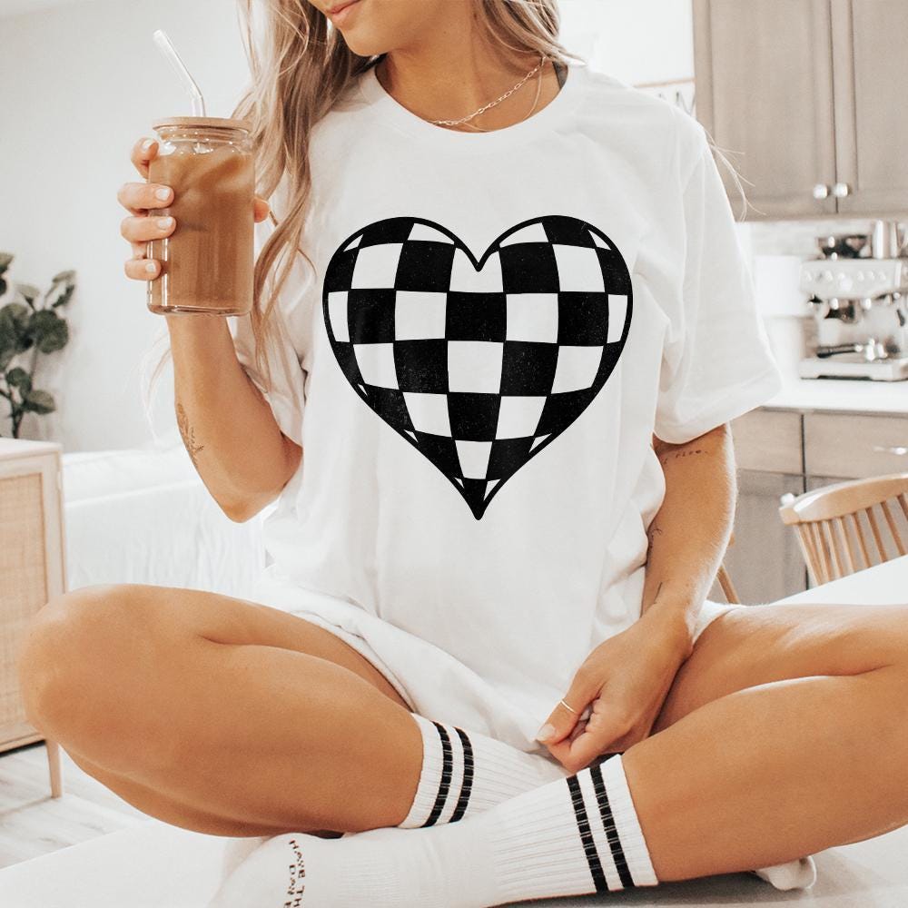 Checkered Heart PNG, Valentines Day Sublimation Design - 300 DPI Design