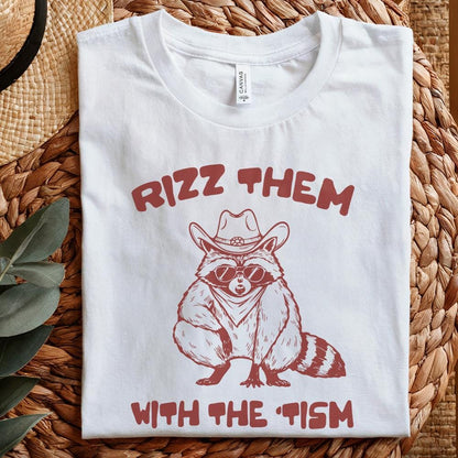 Autism Awareness Rizz 'Em With 'Tism PNG, Funny Raccoon Meme Digital File